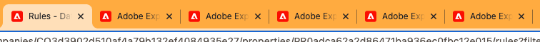 A screenshot showing a ridiculous number of Adobe Launch tabs open in Chrome.
